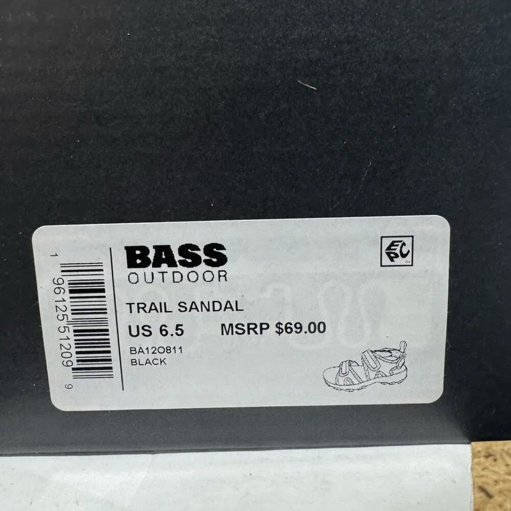 Bass Outdoors Mens Trail Sandals Black Size 6.5 M